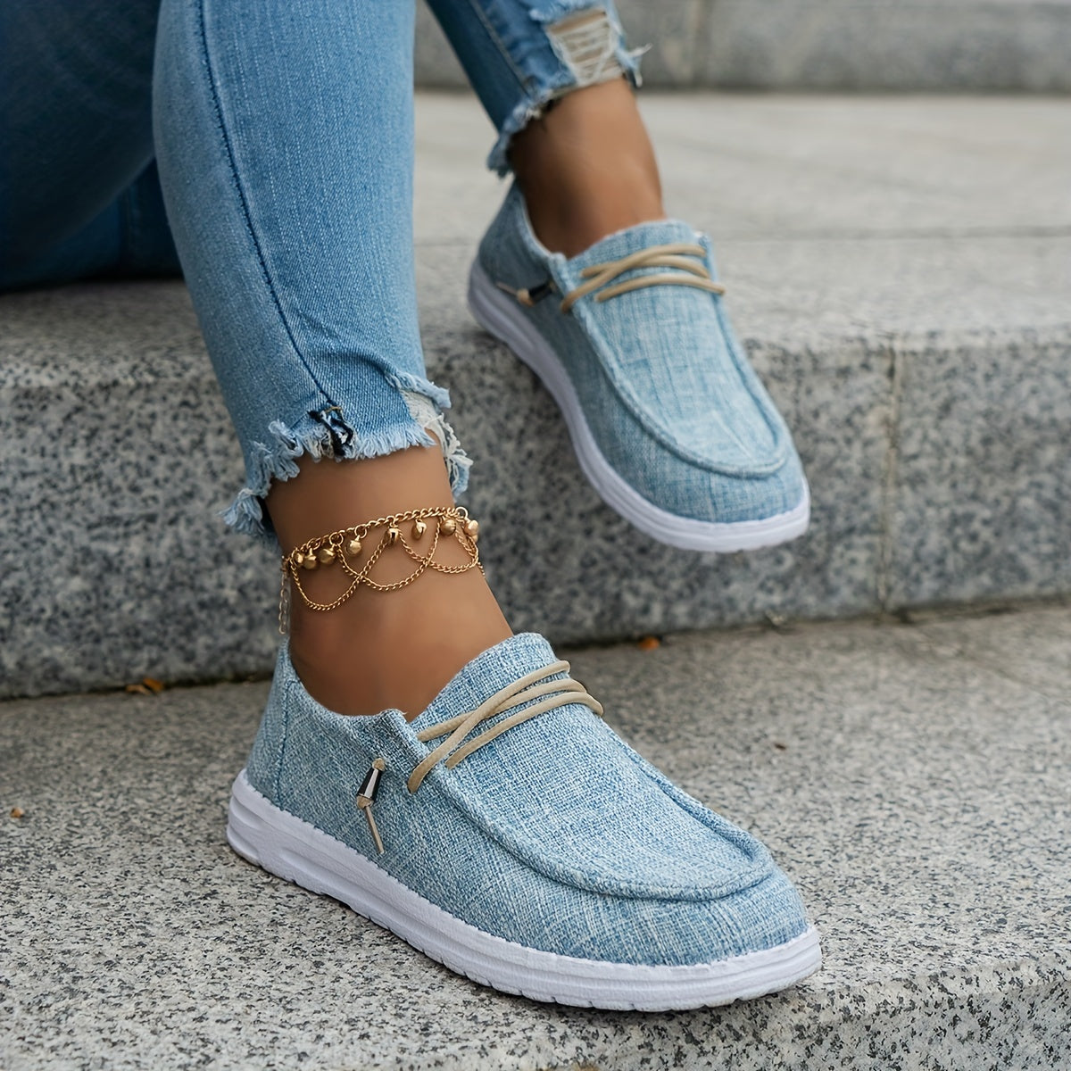 Solid Color Canvas Shoes, Casual Lace Up Sneakers