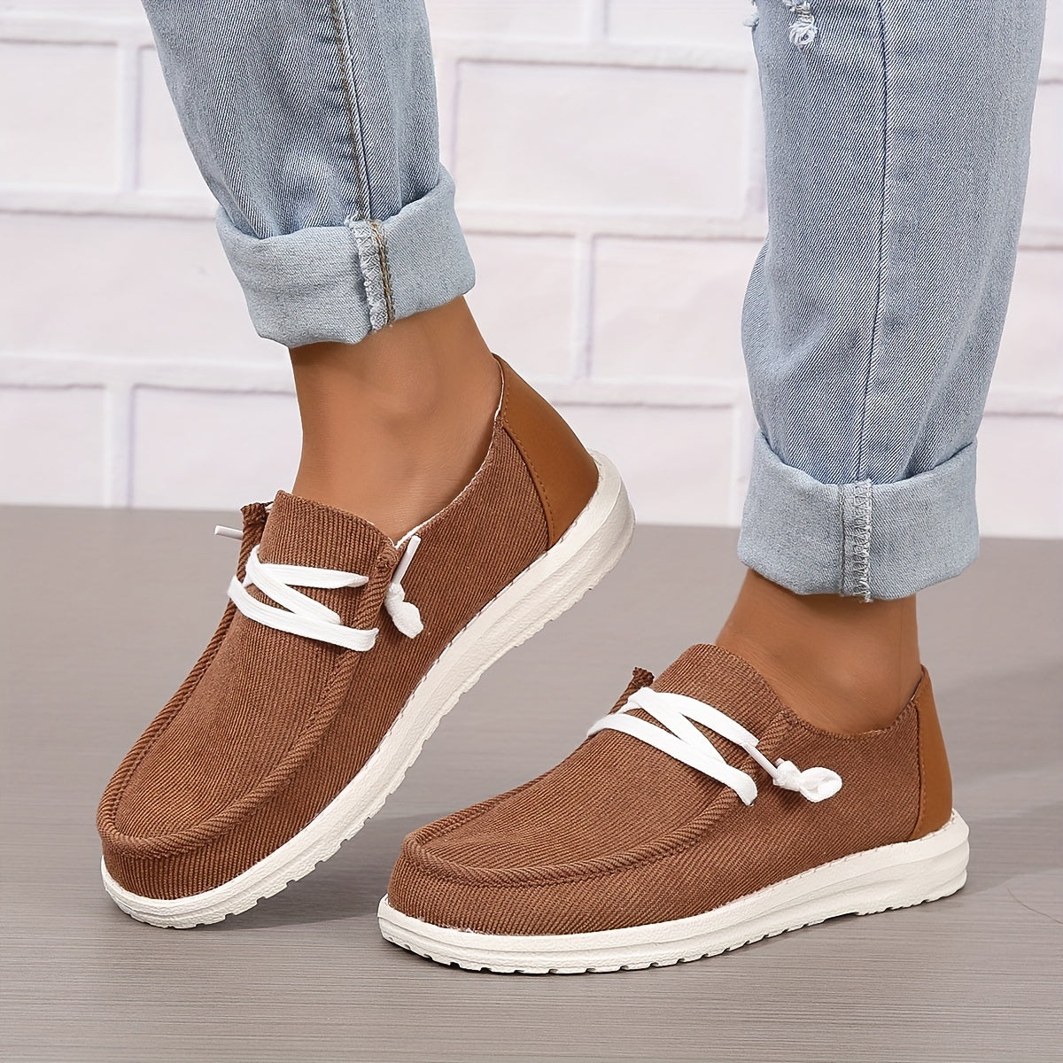 Low Top Corduroy Shoes, Comfy Slip On Walking Loafers