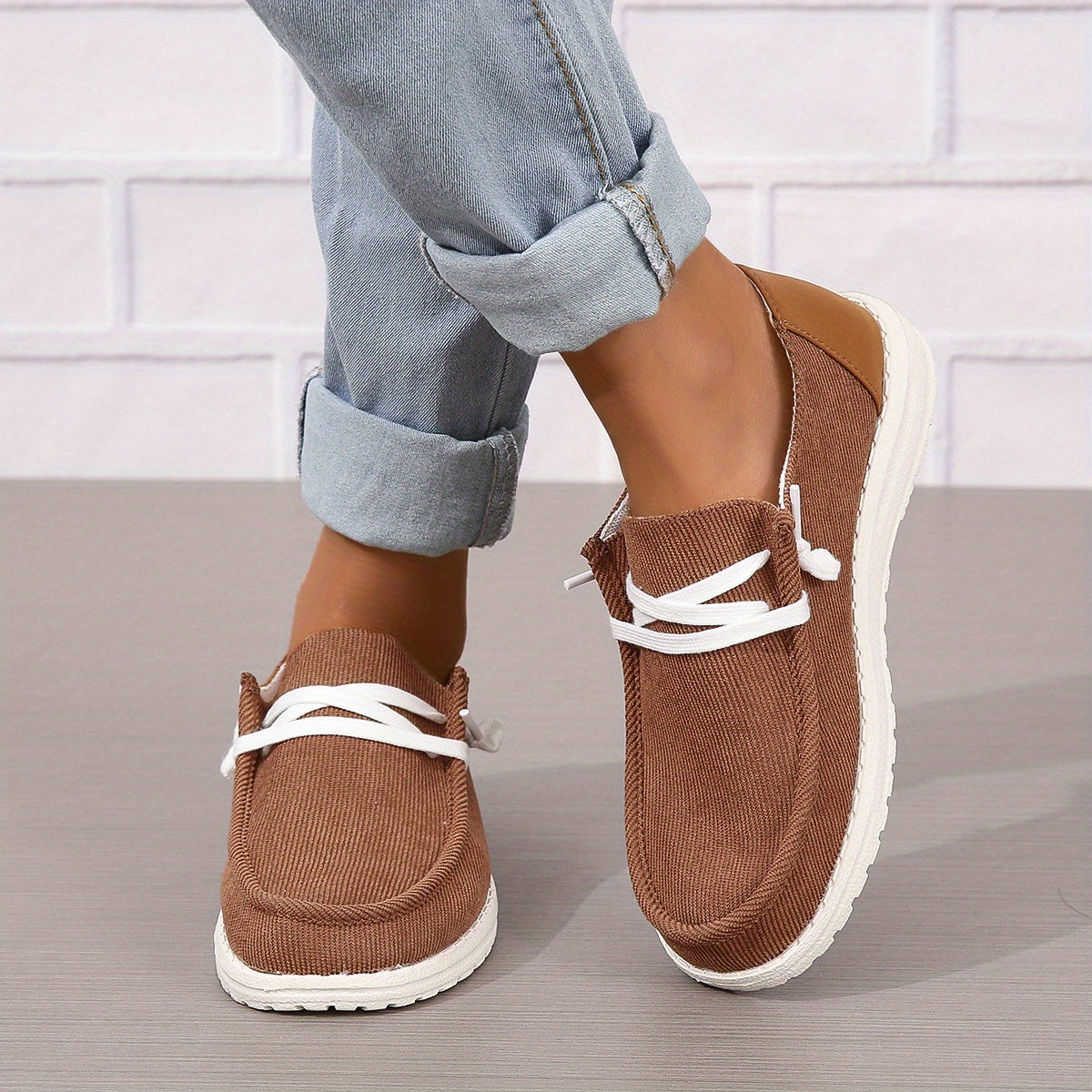 Low Top Corduroy Shoes, Comfy Slip On Walking Loafers
